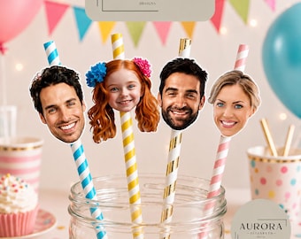 Custom Photo Face Cut Out Straws: Personalized Party Favor