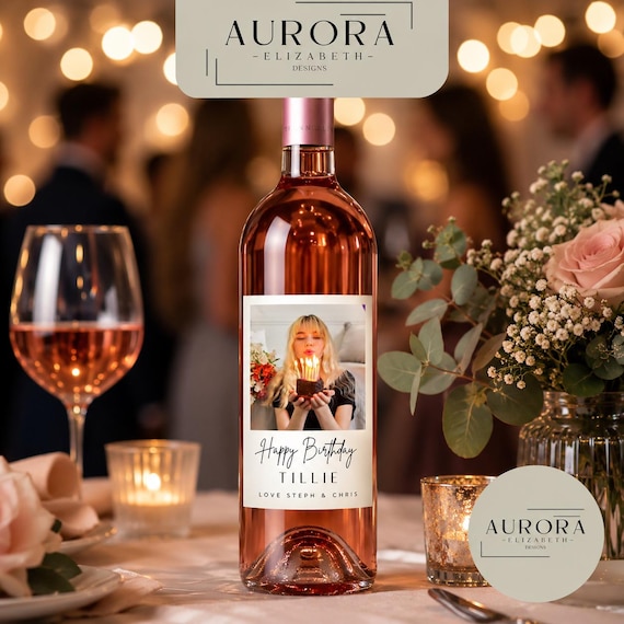 Personalized Photo Wine Label: Custom Wine Bottle Sticker