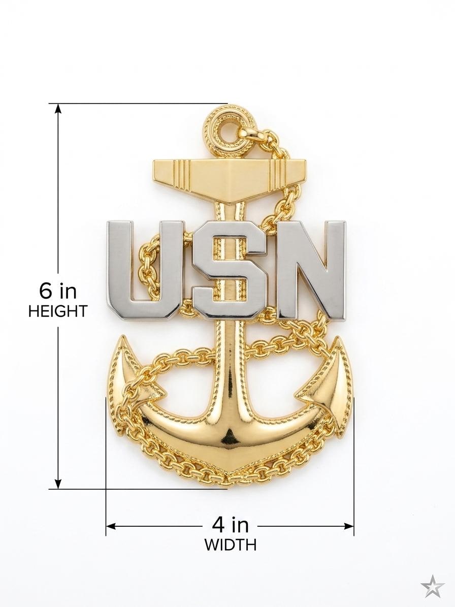 Navy Chief Metal Fouled Anchor 6 Inch With Pins and Frogs for