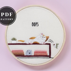 Clumsy cat - Hand embroidery pattern