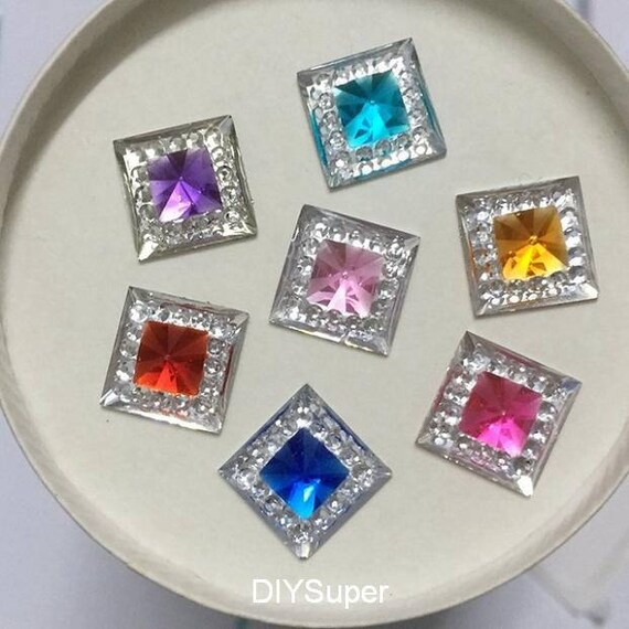 100 Purple Flatback Square Sewing Rhinestone Beads 14mm