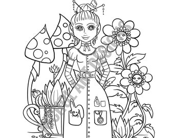 Alice in Wonderland Colouring Page, Downloadable Coloring Page, Printable Coloring Page, Wonderland, Fairy Tale