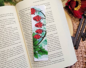 Bleeding Hearts Flower Bookmark, Anatomical Heart Bookmark, Dark Academia, Gothic Bookmark, Witchy Bookmark, Bookish Gift, Dark Cottage Core