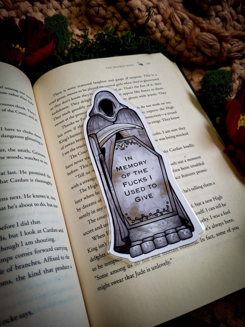 In Memory of the Fucks I Used to Give Bookmark, Tombstone Bookmarker, Graveyard Bookmark, Fuck Bookmark, Adult Humour Gifts, Gothic Bookmark image 3