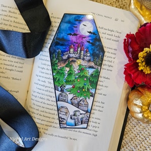 Spookmas Coffin Bookmark, Creepmas Bookmark, Gothic Christmas Bookmark, Dark Academia Bookmark, Graveyard Bookmark, Gothic Gifts, Vampire image 5