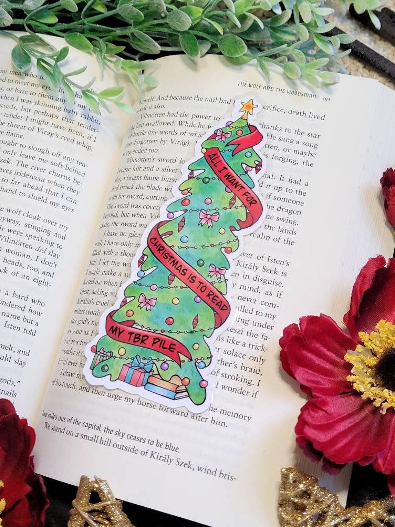 Bookish Christmas Tree Bookmark, All I Want for Christmas is to Read My TBR Pile, Bookish Gifts, Holiday Bookmark, Stocking Stuffer image 5