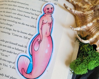 Blobfish Mermaid Sticker, Blobfish Decal, Creepy Mermaid Sticker, Gothic Stickers, Gothic Mermaids, Mermaid Gifts, ugly cute