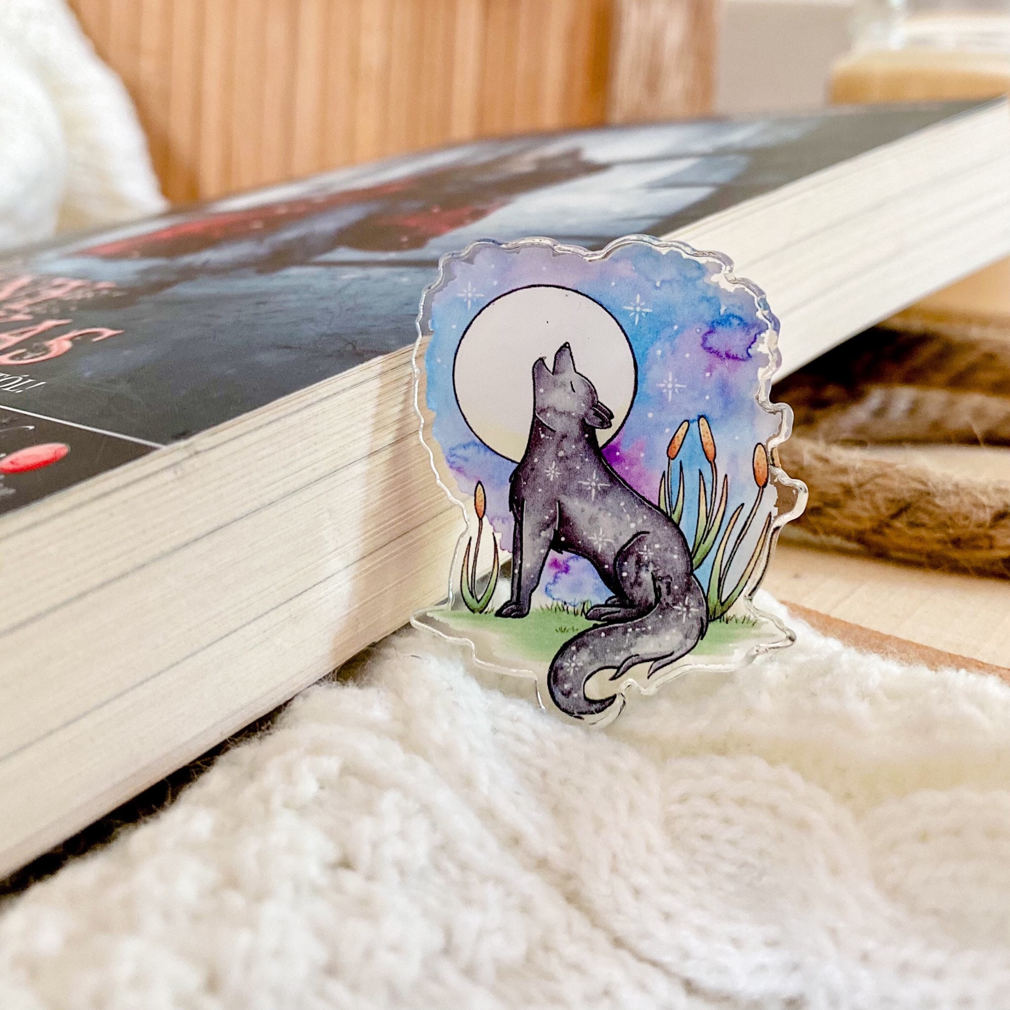 Howling Wolf Acrylic Pin, Werewolf Pin, Black Wolf Pin, Black Dog Pin ...