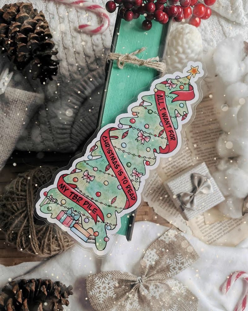 Bookish Christmas Tree Bookmark, All I Want for Christmas is to Read My TBR Pile, Bookish Gifts, Holiday Bookmark, Stocking Stuffer image 3