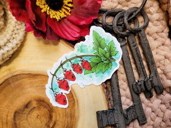 Bleeding Hearts Flower Sticker, Creepy Flower Sticker, Gothic Sticker, Heart Sticker, Dark Cottage Core, Anatomical Heart