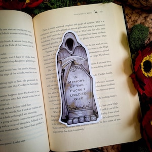 In Memory of the Fucks I Used to Give Bookmark, Tombstone Bookmarker, Graveyard Bookmark, Fuck Bookmark, Adult Humour Gifts, Gothic Bookmark image 1