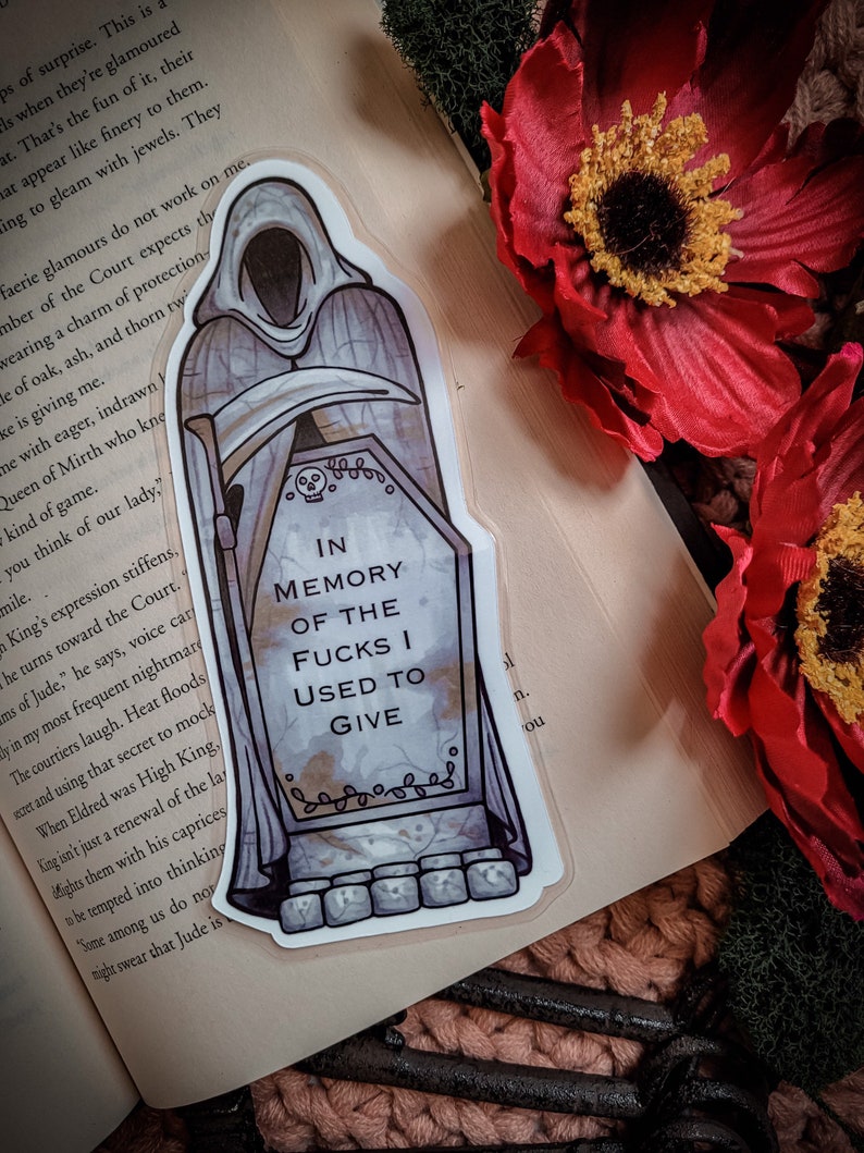 In Memory of the Fucks I Used to Give Bookmark, Tombstone Bookmarker, Graveyard Bookmark, Fuck Bookmark, Adult Humour Gifts, Gothic Bookmark image 4