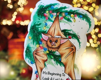 Christmas Bat Sticker, Fuck This, Spookmas Sticker, Sky Puppy Sticker, Creepmas Sticker, Gothic Christmas Sticker, Gothic Gift, Adult Humour