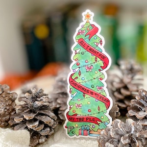 Bookish Christmas Tree Bookmark, All I Want for Christmas is to Read My TBR Pile, Bookish Gifts, Holiday Bookmark, Stocking Stuffer image 1