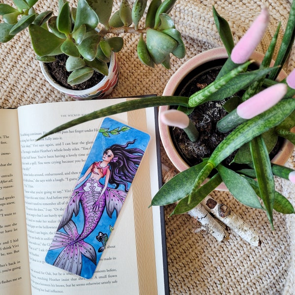 Goth Mermaid Bookmark, Skull Mermaid Bookmarker, Dark Academia, Gothic Bookmark, Pastel Goth Mermaid, Purple Mermaid, Siren Bookmark