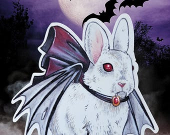 Vampire Bunny Sticker, Vampire Sticker, Evil Bunny, Bunny Gifts, Creepy Cute, Bat Bunny, Halloween Sticker, Gothic Sticker