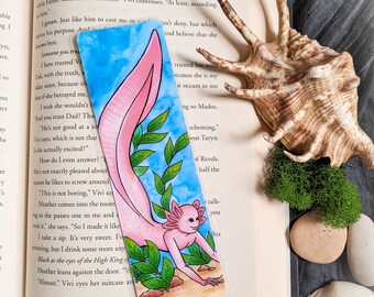 Axolotl Meerjungfrau Lesezeichen, Axolotl Lesezeichen, gruselige Meerjungfrau, Pastell Goth Meerjungfrau, laminierte Lesezeichen, Meerjungfrau Geschenke, hässlich niedlich