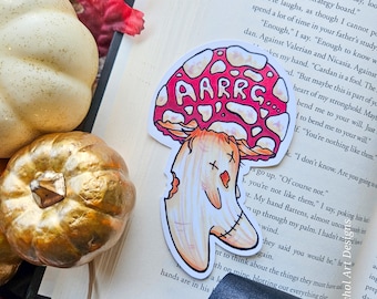 Zombie Mushroom Sticker, ARRGG, Zombie Sticker, Red Capped Mushroom, Dark Cottagecore, Goblincore, Cute Zombie Decal, Creepy Mushroom