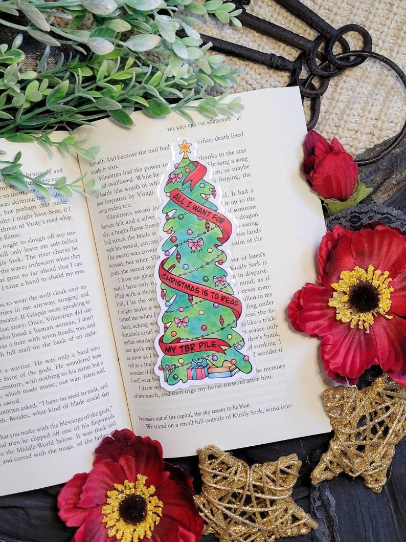 Bookish Christmas Tree Bookmark, All I Want for Christmas is to Read My TBR Pile, Bookish Gifts, Holiday Bookmark, Stocking Stuffer image 4