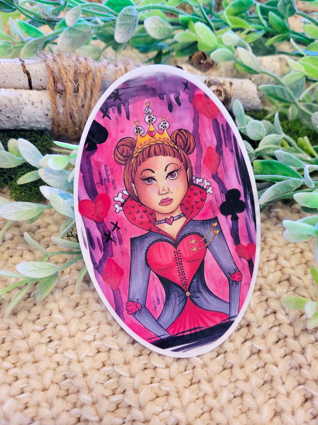 Gothic Red Queen Sticker Dark Queen of Hearts Sticker Black Etsy