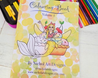 Colouring Book Volume One, Coloring Book, Fairy Tale, Mermaid, Adult Colouring Book,