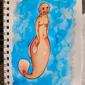 Blob Fish Mermaid ARTE ORIGINAL, Sirena gótica, Pintado a mano, Dibujado a mano, Arte de sirena, Regalos de sirena, Arte femenino, Mermaidcore, Pastel Goth
