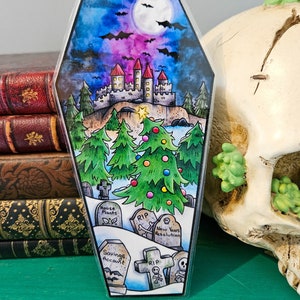 Spookmas Coffin Bookmark, Creepmas Bookmark, Gothic Christmas Bookmark, Dark Academia Bookmark, Graveyard Bookmark, Gothic Gifts, Vampire image 4