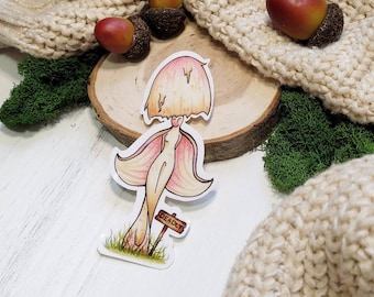 Angel of Death Mushroom Sticker, Pink Mushroom, Pastel Goth Sticker, Mushie Sticker, Mushroom Core Sticker,   Goblin Core Sticker