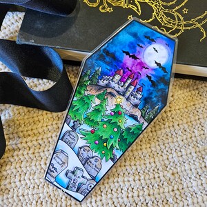 Spookmas Coffin Bookmark, Creepmas Bookmark, Gothic Christmas Bookmark, Dark Academia Bookmark, Graveyard Bookmark, Gothic Gifts, Vampire image 6