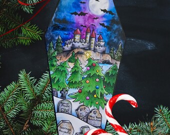 Spookmas Coffin Bookmark, Creepmas Bookmark, Gothic Christmas Bookmark, Dark Academia Bookmark, Graveyard Bookmark, Gothic Gifts, Vampire