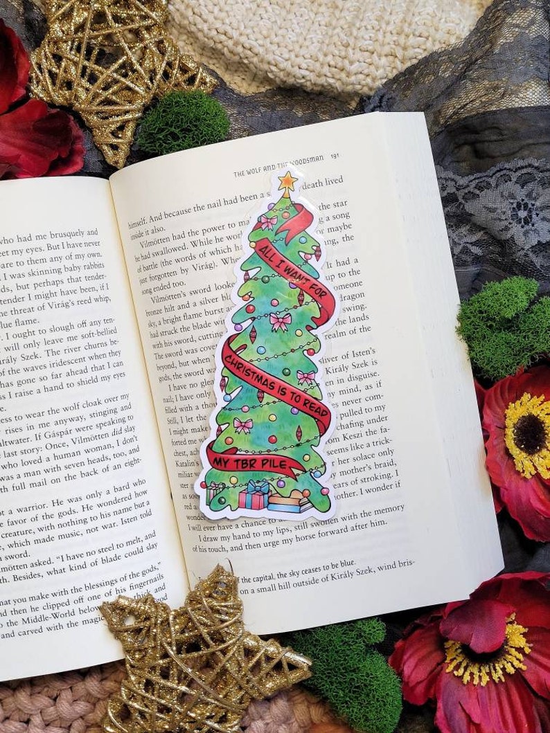 Bookish Christmas Tree Bookmark, All I Want for Christmas is to Read My TBR Pile, Bookish Gifts, Holiday Bookmark, Stocking Stuffer image 6