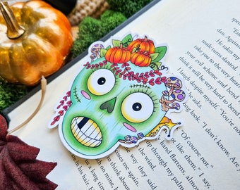 Green Zombie Sticker, Halloween Zombie Sticker, Banana Slug, Pumpkins and Mushrooms, Cute Zombie Sticker, Gothic Stickers, Autumn Sticker