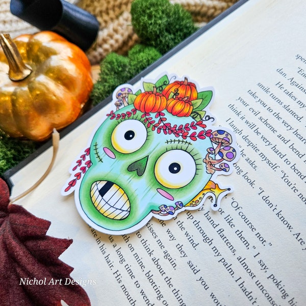Green Zombie Sticker, Halloween Zombie Sticker, Banana Slug, Pumpkins and Mushrooms, Cute Zombie Sticker, Gothic Stickers, Autumn Sticker