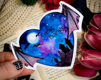 Vampire Sticker, Fang Banger Sticker, Vampire Heart Sticker, Vampire Valentine, Dracula Sticker, Bat, Gothic Valentine, Gothic Sticker