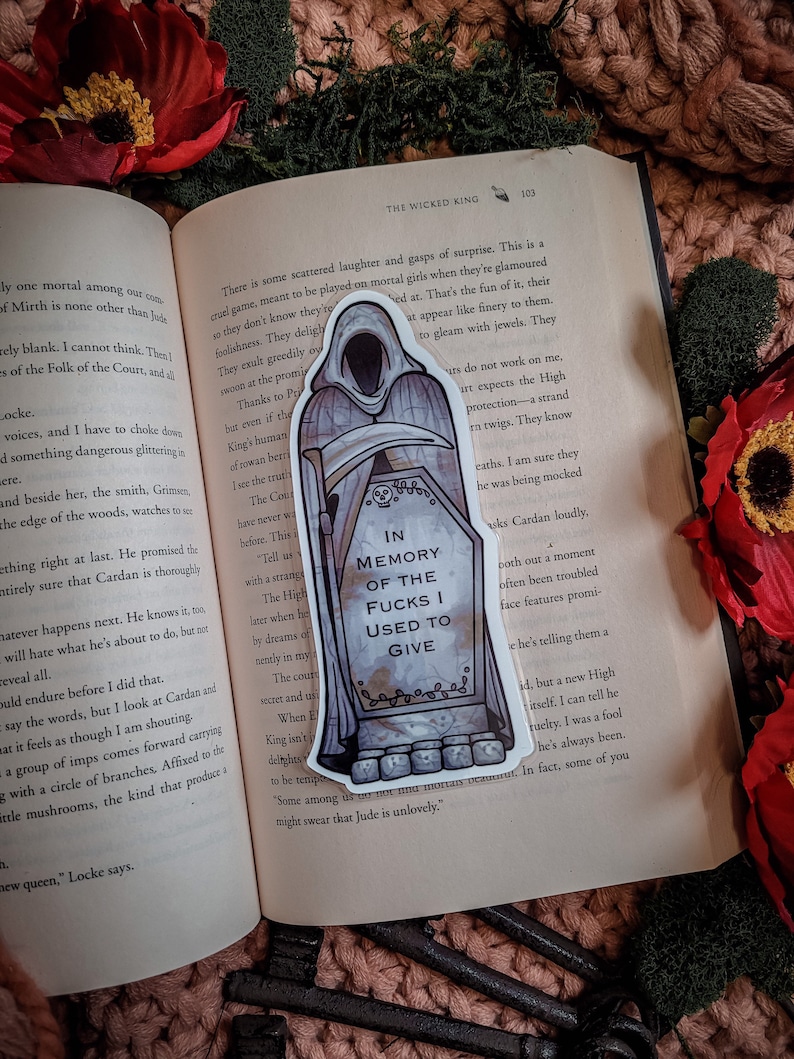 In Memory of the Fucks I Used to Give Bookmark, Tombstone Bookmarker, Graveyard Bookmark, Fuck Bookmark, Adult Humour Gifts, Gothic Bookmark image 2