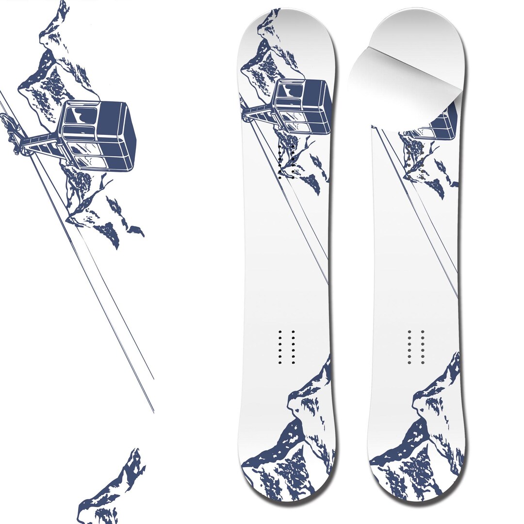 0012 Mountain Ski Lift Laminated Adhesive Vinyl Snowboard Wrap and Skin ...