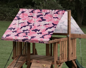 Heavy Duty 15 oz Custom Pink Camouflage Replacement Tarp \ Canopy for Outdoor Playset
