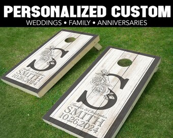 Two (2) 24"x48" Personalized Wedding Custom Monogram Cornhole Boards Wrap 0030. Board NOT INCLUDED