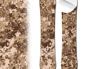 0039 Tan Pixel Camo Adhesive Vinyl Snowboard Wrap and Skin - Up to 65" x 14" -  Board NOT Included