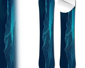0049 Blue Techno Mesh Mountain Adhesive Vinyl Snowboard Wrap and Skin - Up to 65" x 14" -  Board NOT Included