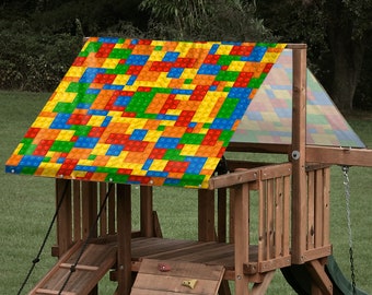 Heavy Duty 15 oz Custom Creative Building Blocks Replacement Tarp \ Canopy for Outdoor Playset