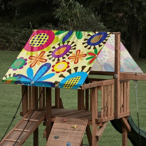 Heavy Duty 15 oz Custom Retro Flower Replacement Tarp \ Canopy for Outdoor Playset