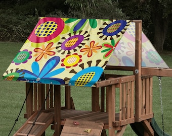Heavy Duty 15 oz Custom Retro Flower Replacement Tarp \ Canopy for Outdoor Playset