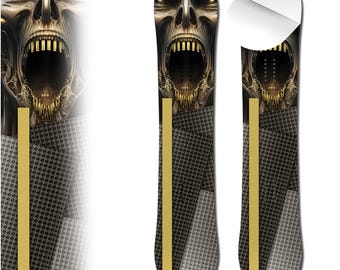 0058 Metal Skull Scream Laminated Adhesive Vinyl Snowboard Wrap and Skin - Up to 65" x 14" -  Board NOT Included