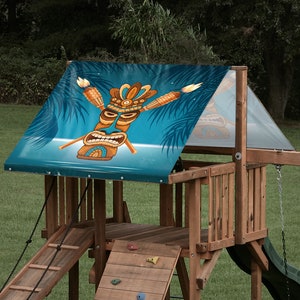 Heavy Duty 15 oz Custom Tiki Night Tarp \ Canopy for Outdoor Playset Tarp-49