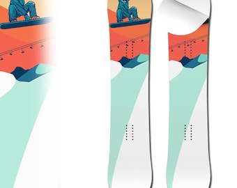 0077 Snowboarder Air Laminated Adhesive Vinyl Snowboard Wrap and Skin - Up to 65" x 14" -  Board NOT Included