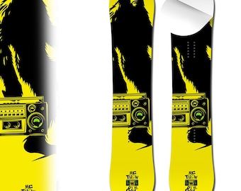 0070 Bigfoot with Boombox Adhesive Vinyl Snowboard Wrap and Skin - Up to 65" x 14" -  Board NOT Included