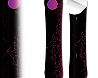 0047 Black and Pink Synth Wave Adhesive Vinyl Snowboard Wrap and Skin - Up to 65" x 14" -  Board NOT Included