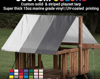 Custom 3-Color/3-Stripe Playset Tarp: Heavy Duty 15 oz for Playset Tarps and Swing Set Canopies
