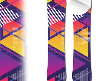 0046 Retro Geometric Adhesive Vinyl Snowboard Wrap and Skin - Up to 65" x 14" -  Board NOT Included